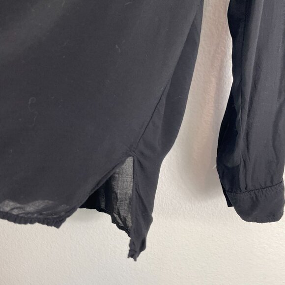 James Perse Womens Small Black Button Up Long Sleeve Blouse Shirt Lightweight - Picture 10 of 11